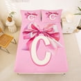 thumbnail image 5 of Erosebridal Cartoon Coquette Bowknot Girls Queen Sheet Sets,Letter C Monogrammed Bed Set For Kids 4 Pieces, 5 of 6