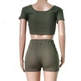 thumbnail image 5 of REALiKUN Workout Sets for Women 2 Piece Seamless Ribbed Crop Tank High Waist Shorts Yoga Outfits Army Green XXL, 5 of 6