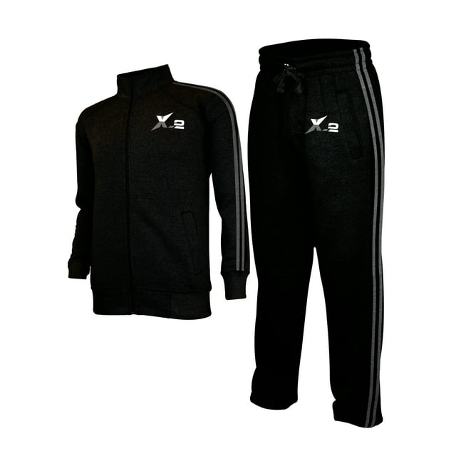 X-2 Mens Athletic Full Zip Fleece Tracksuit Jogging Sweatsuit Activewear