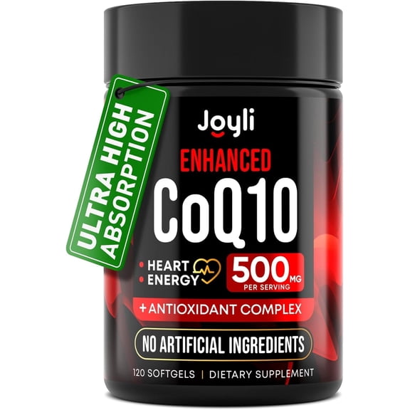 JOYLI High Absorption CoQ10 500mg Heart Health and Energy Supplement, 120 Softgels