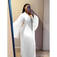 thumbnail image 2 of AURA Women Plus Size V Neck Bodycon Long Dress Elegant Long Sleeve Solid Color Dress, 2 of 5