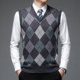 thumbnail image 1 of Suéter sin mangas con cuello en V para otoño e invierno para hombre con chaleco de lana Suéter sin mangas para papás de mediana edad y mayores Suéter cálido Chaleco de moda, 1 of 5