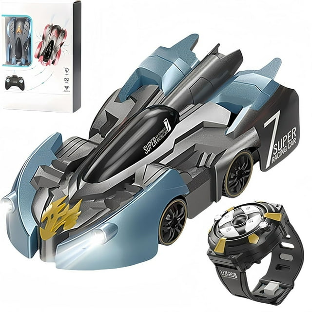 SIfdSeng Jouets Cool pour Enfants Voiture Cascade Rc avec Montre Télécommande Voiture Télécommandée Rechargeable Mode Voiture Cascade Rotative à 360° avec Phare pour Âges 6 12 Garçons Filles Jouets de Maternelle pour la Classe