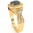 thumbnail image 3 of Three Stone Lab-Created Sapphire Diamond Peekaboo Halo Engagement Ring In 14k Yellow Gold, 3 of 6