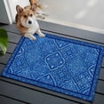 thumbnail image 4 of Boho Blue Bathroom Rug Washable 2x3 Entryway Rug Non Slip Ethnic Vintage Abstract Tribal Floral Art Front Door Mat Low Pile Indoor Doormat Throw Floor Carpet for Kitchen Bedroom Entrance, 4 of 8