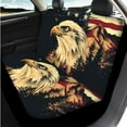 thumbnail image 3 of Garronmavis American Eagle Flag Car Seat Covers Full Set 14 Pack Car Headrest Protector Steering Wheel Cover Armrest Cover Seat Belt Covers Key Ring and Cup Coaster Fit for Most Cars, SUV, 3 of 6