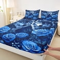 thumbnail image 3 of Feelyou Couple Rustic Wolf Twin Sheet Sets for Teens, Blue Romantic Rose Twin Fitted Sheet, Mystic Jungle Galaxy Moon Flat Sheet, Ultra Soft Bedroom Decor, 3-Piece, 3 of 7