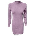 thumbnail image 6 of Ediodpoh Women High Long Sleeve Solid Color Knitted Long Dress Sweater Dress for Fall and Winter Bodycon Style Purple L, 6 of 6