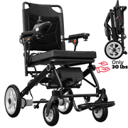 Rubicon Super Lightweight Foldable Electric Wheelchair - Easy to Use - 12 Miles Cruise Range - Detachable Battery -  Liftable Armrest