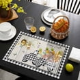 thumbnail image 4 of SPXUBZ Easter Placemats, Black and White Buffalo Plaid Truck Egg Bunny Carrot 18x12 Inch Placemats for Family Table Holiday Decoration Placemat Set of 6, 4 of 5