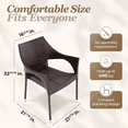 thumbnail image 2 of Stackable Outdoor Patio Chairs, All Weather Wicker Dining Chair Set of 4 (Brown), 2 of 6