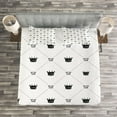 thumbnail image 3 of Ambesonne Abstract Quilted Bedspread Set 3 Pcs, Traditional Crown Sign, Queen Size, White Black, 3 of 3