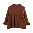 thumbnail image 2 of AherBiu Baby Newborn Girls Rompers Long Sleeve Crewneck Ruffle Dress Fall Winter Solid Color Jumpsuits Dress Onesie, 2 of 3