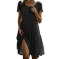 thumbnail image 2 of DailyTrove Women's V-Neck Asymmetrical Hem Maxi Dress - Polyester Casual Daily & Party Wear, Versatile for Styling for women, 2 of 6