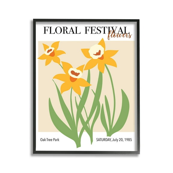 Stupell Industries Retro Daffodil Festival Botanical & Floral Painting Black Framed Art Print Wall Art, 11 x 14