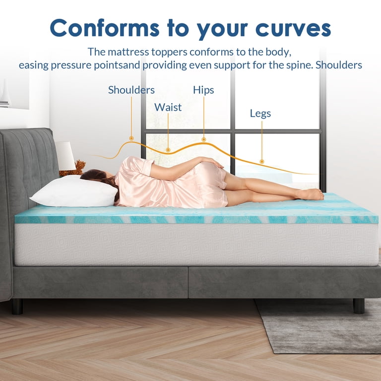 LINSY LIVING Firm Mattress Topper Queen - Cooling Gel Memory Foam, Tencel Cover