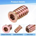 thumbnail image 2 of Paquete de 20 Tuercas de Inserción Roscadas para Madera, M6x20mm con Llave para Muebles de Madera [Tono Dorado], 2 of 6