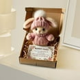 thumbnail image 6 of LmnLft Mini Bunny Hug, Easter Cute Plush Bunny with Knitted Hat and Pom Pom, Soft Pocket Emotional Support Rabbit with Gift Box & Card, Bunny Party Favors Gift, 6 of 8