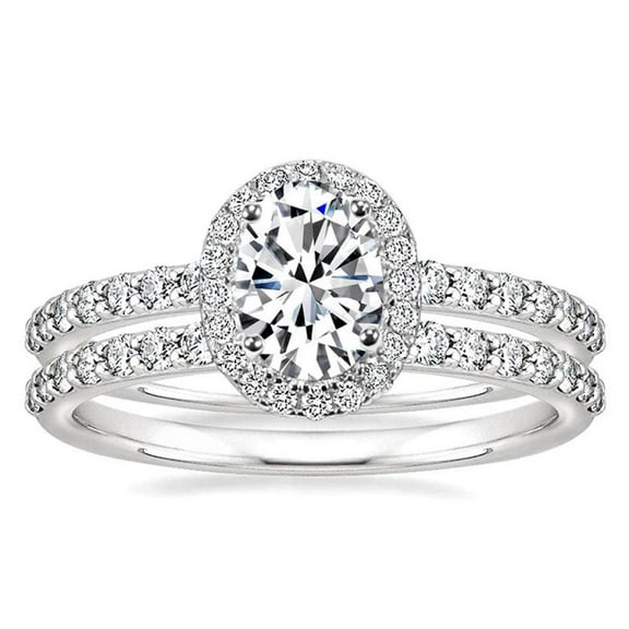 PERITANG 2pcs His and Hers Wedding Ring Sets Couples Engagement Rings Women and Men 925 Sterling Silver AAA Cubic Zirconia Oval Geometric Couple Rings