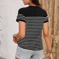 thumbnail image 5 of Vmvidoty Women's Summer Tops Dressy Casual Short Crew Neck Striped Shirts Black S, 5 of 6
