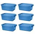 thumbnail image 1 of Rubbermaid Roughneck Tote 10 Gal Storage Container, Heritage Blue (6 Pack), 1 of 7
