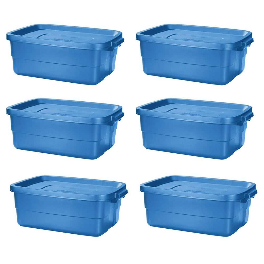 Rubbermaid Roughneck Tote 10 Gal Storage Container, Heritage Blue (6