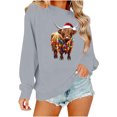 thumbnail image 2 of Ailaofu Highland Cow Sweatshirts for Women Christmas Sweatshirts for Women Western Cow Print Shirt Country Western Sweatshirt, 2 of 6