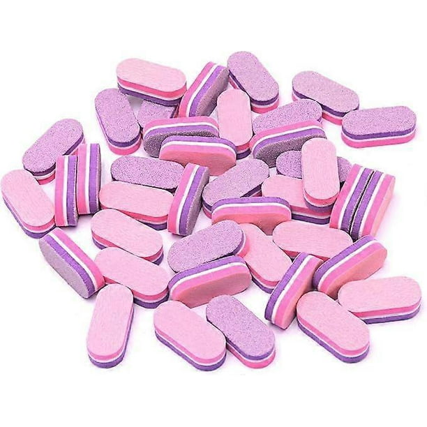 Mini Nail Files Block, 100/180 Grit Sponge Nail Buffers for Acrylic Nails, Mini Buffing Block Double Sided for Manicure Tools 40 Count - Pink/Purple