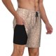 thumbnail image 2 of Balery Beige Sparkling Glitter Bañador para hombre, shorts de playa de secado rápido con entrepierna y forro de compresión-Large, 2 of 6