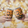 thumbnail image 2 of 12oz Stemless Wine Tumblers Orange Halloween Bats Vacuum Insulated Stainless Steel Travel Tumbler Cups Mug with Lid and Straw for Champaign,Cocktail,Beer with Cleaning Brush, 2 of 5