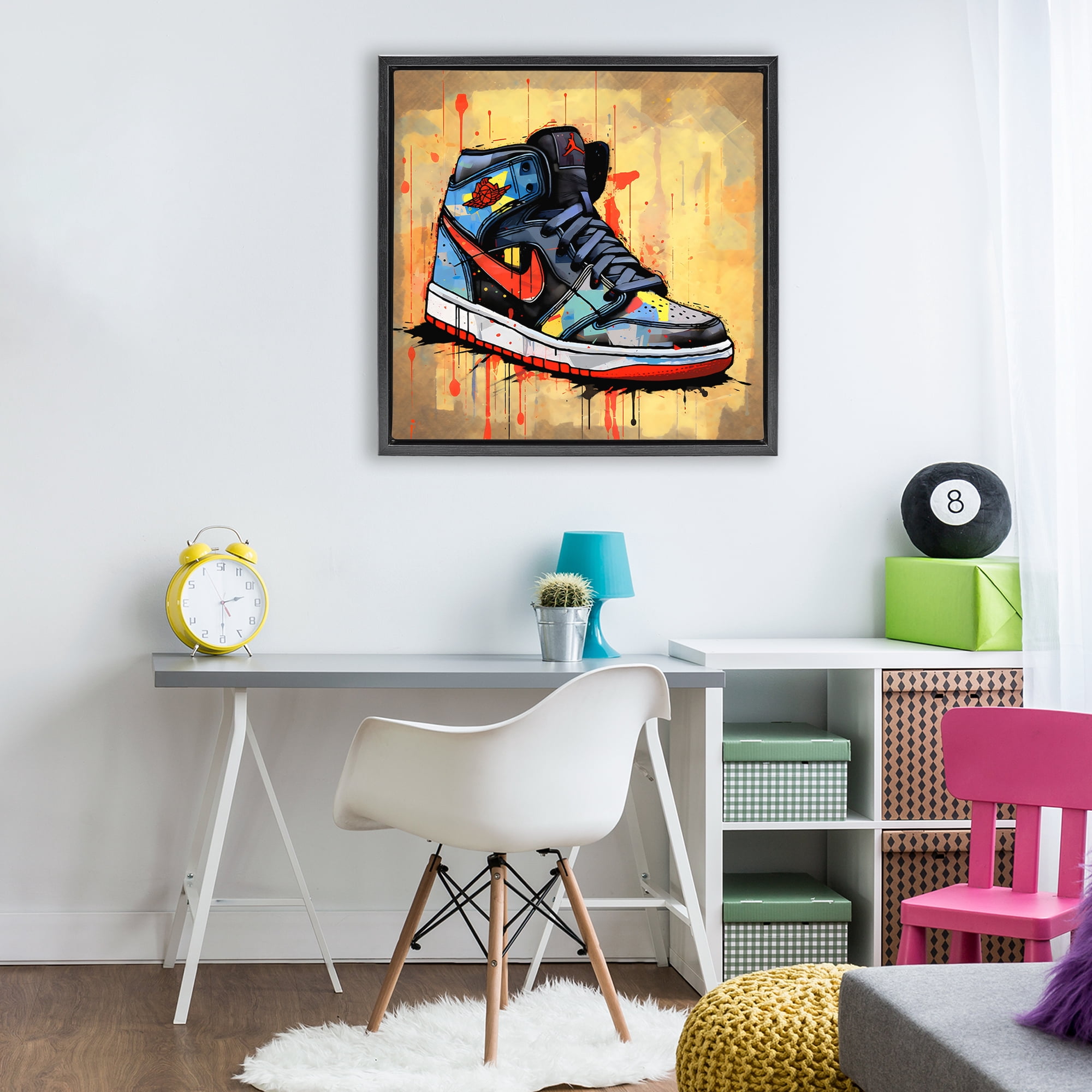 Stupell Industries Sporty Sneaker Drips Black Framed Floater Canvas Wall Art, design by Creative Studio