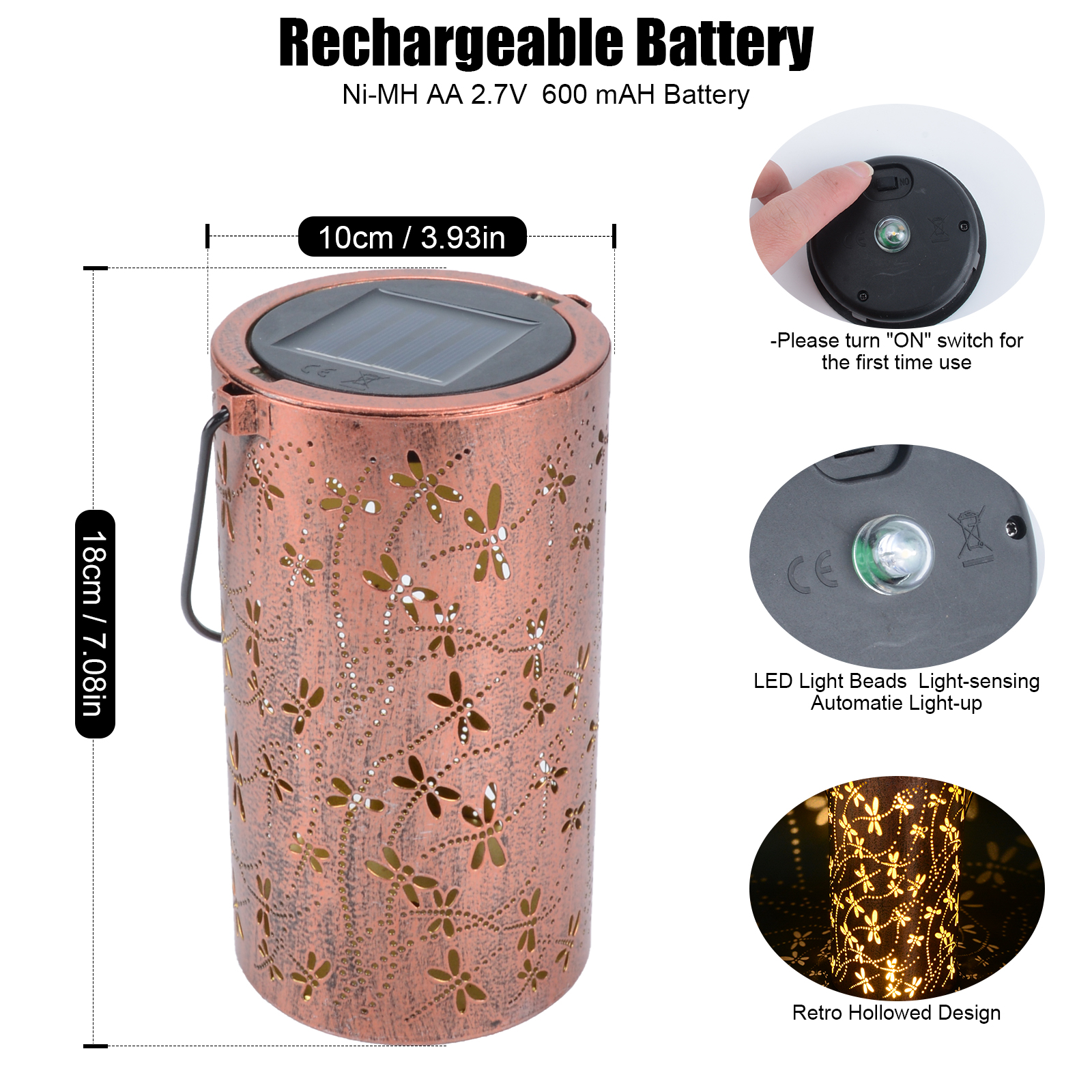 Qoosea Solar Lantern With Dragonfly Projection photo 5