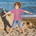thumbnail image 3 of FORMRS Boys Rash Guard Short Sleeves Swim Shirt Quick Dry UPF 50+ Sun Protection, Sizes 3-12T, Pink Doughnuts, 3 of 6