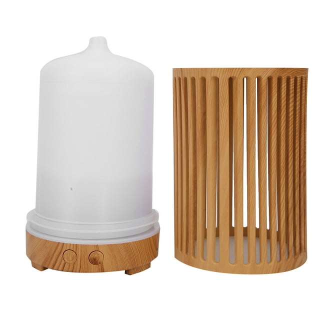 Difusor de aceite esencial de 200 ml difusor de niebla de grano de madera con luces LED que cambian de varios colores humidificador de aroma de bajo ruido
