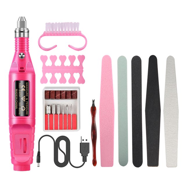 Kit de herramientas para uñas Pieza de mano para taladro de uñas con brocas para uñas Juego de li CACAGOO Taladro de uñas Handpiece