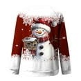 thumbnail image 4 of Women's Christmas Sweatshirts Casual Loose Xmas Snowman Printed Shirts Round Neck Long Sleeve Blouse Merry Christmas Capless Sweatshirt Pullover Top, 4 of 5