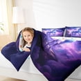 thumbnail image 3 of Metsweet Magical Horse Queen Comforter Set 3 Pieces, Starry Sky Unicorn Comforter Sets Queen, Purple Blue,1 Comforter and 2 Pillowcases, 3 of 6