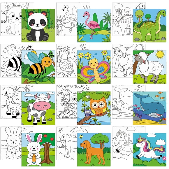 Set de 12 lienzos preimpresos con forma de animal de Sherr, 20 x 20 cm
