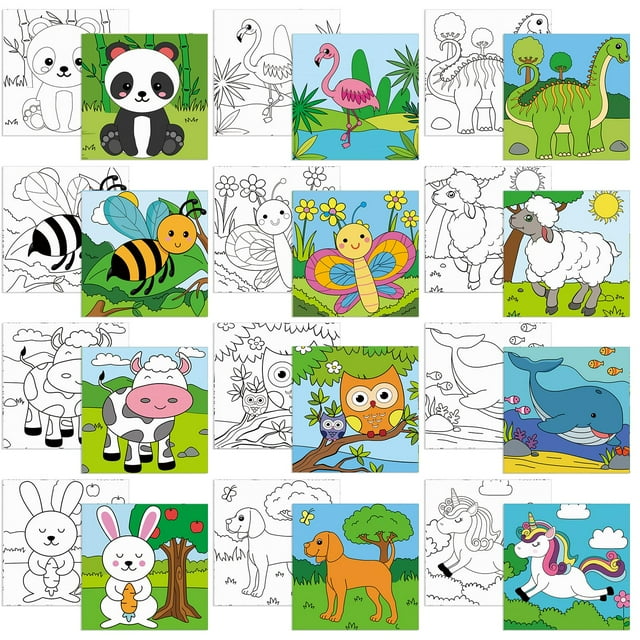Set de 12 lienzos preimpresos con forma de animal de Sherr, 20 x 20 cm