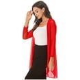 thumbnail image 6 of iiniim Womens Casual 3/4 Sleeve Open Front Lightweight Drape Cardigan with Irregular Hem, 6 of 7