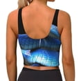 thumbnail image 3 of Haiem Blue Viper Snake Pattern Womens Sports Bra - U Neck Padded Low Impact Yoga Bra Workout Crop Top Gym Moisture-Wicking Workout Vest -XX-Large, 3 of 9