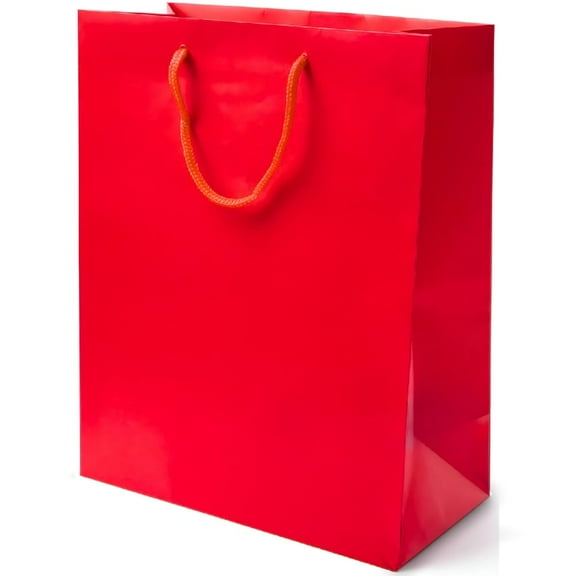Solid Glossy Apple Red Gift Bag, 1ct