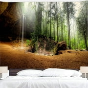 JOOCAR Green Tropical Wetland Forest Cave Wall Hanging Tapestry Decor Living Room Bedroom for Home Decoration Tapestries Wall Hanging Blanket 71" x 59" for Wall Hanging Tapestry