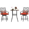 thumbnail image 6 of SOLAURA 3-Piece Outdoor Patio Swivel Bar Stool Set with Height Bar Table (Wood-Like Desktop) and Patio High Swivel Bar Stool Chairs, 6 of 8