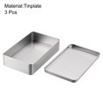 thumbnail image 3 of Metal Estaño Caja, 3uds 7.09 x 4.33 x 1.57 Rectangular Vacío Hojalata Almacenamiento Contenedores con Tapas, Plateado Tono, 3 of 4
