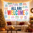 thumbnail image 3 of Welcome Collage with Hello Text, Joyful Retro Style for Aesthetic Decor Lovers, Inclusive Wall Decor, Housewarming Gift, Tapestry Wall Hanging for Entryway and Living Room, 3 of 7