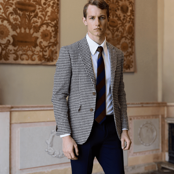 YAOLAN Mens Suits Slim Fit Houndstooth Jacket Coat Groom Wedding Formal Tuxedos Real Photos