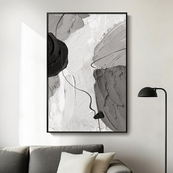 Aaheei Framed Black and White Abstract Canvas Wall Art Large Modern Art Prints Paintings Artwork Minimalist Gray Pictures for Living Room Bedroom Dining Room Office Bathroom Wall Decor Gift 12x12
