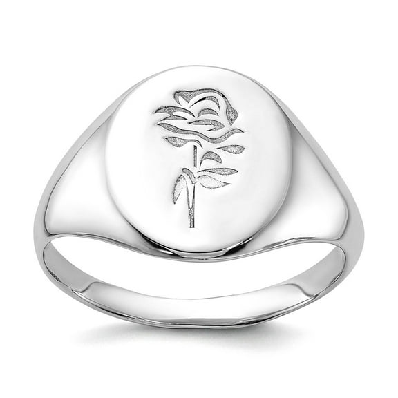 925 Sterling Silver Polished Rose Signet Ring Size 8 2.2mm Wide Ring for Women - 4.2 Grams