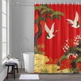 thumbnail image 5 of Crane Pine Shower Curtain for Bathroom, Flower Retro Gold Red Theme Classic Art Waterproof Cloth Fabric Bathroom Accessories Set with 12 Rust Proof Plastic Hooks, 36"x78", 5 of 9